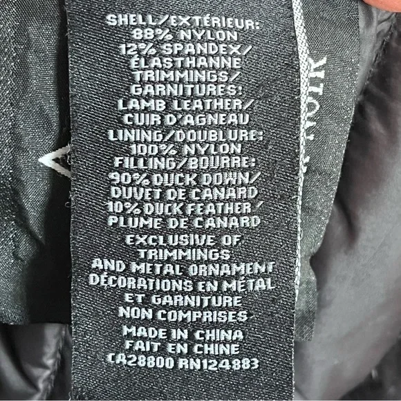 Atelier Noir Black Cortina Coat Quilted Jacket Duck Down Lamb Leather Trim Large - Picture 11 of 16